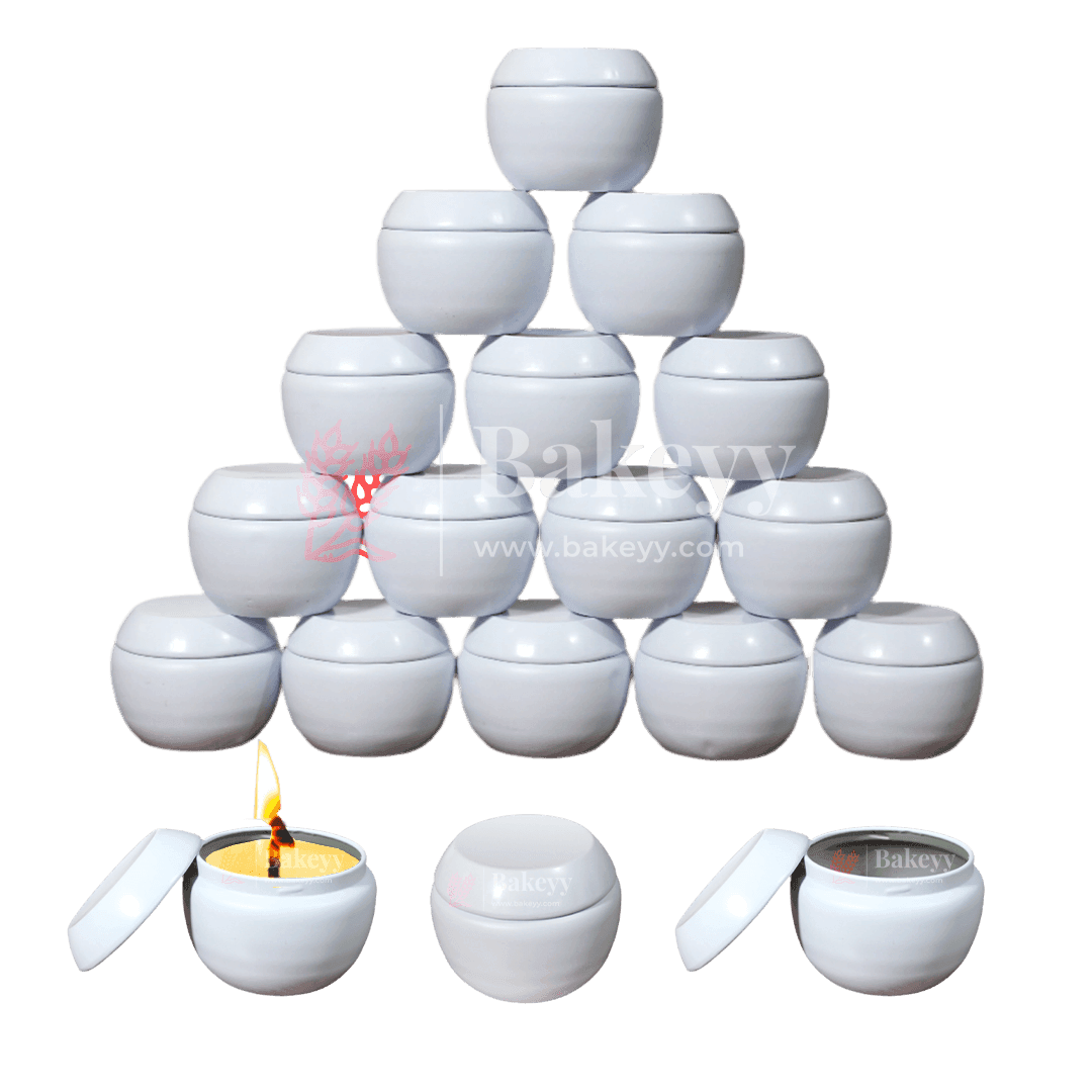 Polished Candle Tin Box | Empty Decorative Tin Container | Candle Holder | Storage Tin | Pack of 10 - Bakeyy.com - India - Polished Candle Tin Box | Empty Decorative Tin Container | Candle Holder | Storage Tin | Pack of 10 - Pack of 10 / White