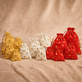 Premium Velvet Polka Dot Potli Bags for Elegant Gifting & Packing l Pack of 10 - Bakeyy.com - India - Premium Velvet Polka Dot Potli Bags for Elegant Gifting & Packing l Pack of 10 - Red / 10x14 200.00