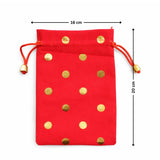 Premium Velvet Polka Dot Potli Bags for Elegant Gifting & Packing l Pack of 10 - Bakeyy.com - India - Premium Velvet Polka Dot Potli Bags for Elegant Gifting & Packing l Pack of 10 - Red / 16x20 300.00