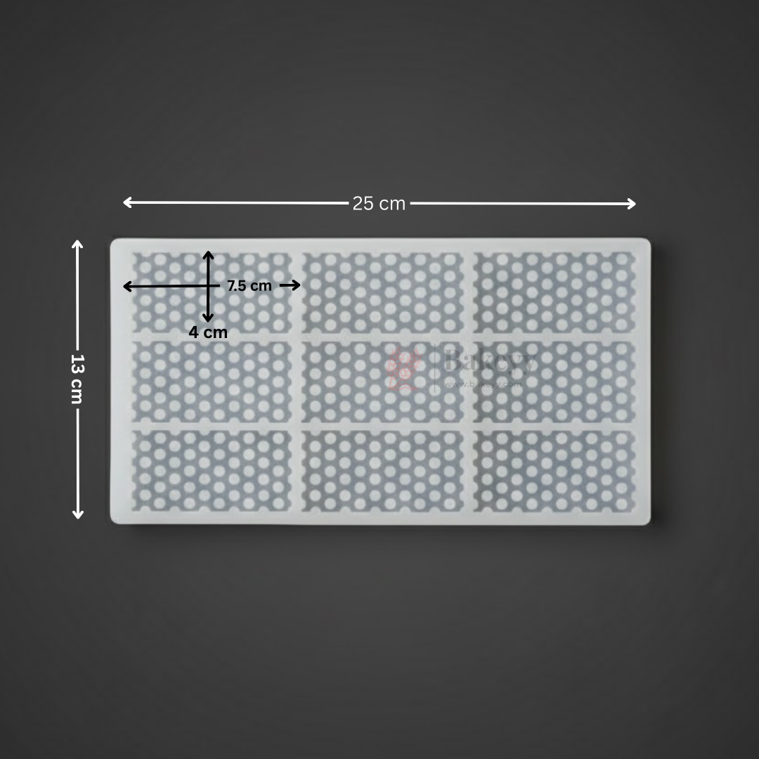 Polka Dot Texture Garnishing Silicone Mould for Cakes & Chocolates  Rectangle Panel Mould  Pack of 1