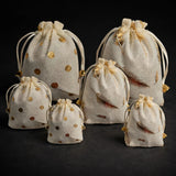 Premium Jute Potli Bags with Gold Print – Festive & Gifting Use | Eco-Friendly Gift Pouches | Pack of 10 - Bakeyy.com - India - Premium Jute Potli Bags with Gold Print – Festive & Gifting Use | Eco-Friendly Gift Pouches | Pack of 10 - Polka Print / 10x14 140.00