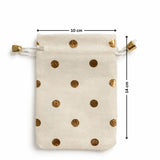 Premium Jute Potli Bags with Gold Print – Festive & Gifting Use | Eco-Friendly Gift Pouches | Pack of 10 - Bakeyy.com - India - Premium Jute Potli Bags with Gold Print – Festive & Gifting Use | Eco-Friendly Gift Pouches | Pack of 10 - Polka Print / 10x14 140.00
