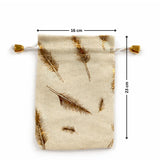 Premium Jute Potli Bags with Gold Print – Festive & Gifting Use | Eco-Friendly Gift Pouches | Pack of 10 - Bakeyy.com - India - Premium Jute Potli Bags with Gold Print – Festive & Gifting Use | Eco-Friendly Gift Pouches | Pack of 10 - Feather Print / 16x23 265.00