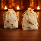 Premium Jute Potli Bags with Gold Print – Festive & Gifting Use | Eco-Friendly Gift Pouches | Pack of 10 - Bakeyy.com - India - Premium Jute Potli Bags with Gold Print – Festive & Gifting Use | Eco-Friendly Gift Pouches | Pack of 10 - Polka Print / 10x14 140.00