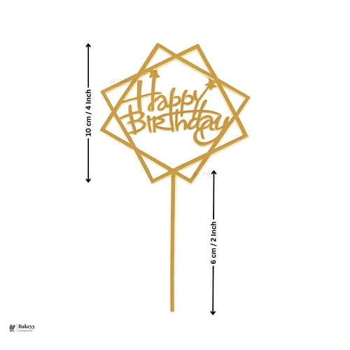 Premium Acrylic Happy Birthday Cake Toppers | Geometric & Floral Script Designs | Pack of 5