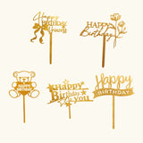 Premium Acrylic Happy Birthday Cake Toppers | Princess, Floral & Character Designs | Pack of 5 (Copy) (Copy)