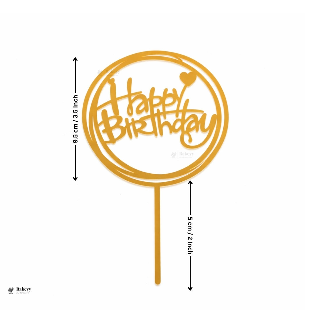 Premium Acrylic Happy Birthday Cake Toppers | Geometric & Floral Script Designs | Pack of 5