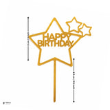 Premium Acrylic Happy Birthday Cake Toppers | Geometric & Floral Script Designs | Pack of 5