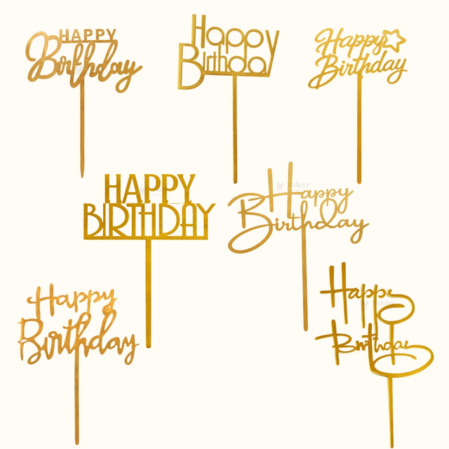 Premium Acrylic Happy Birthday Cake Toppers | Script & Modern Typography Collection | Pack of 5 (Copy)