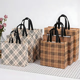 Premium Checkered Laminated Carry Bags | Classic & Tan Plaid 2 Design Design Option | 3 Size Options | Pack of 50