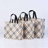 Premium Checkered Laminated Carry Bags | Classic & Tan Plaid 2 Design Design Option | 3 Size Options | Pack of 50