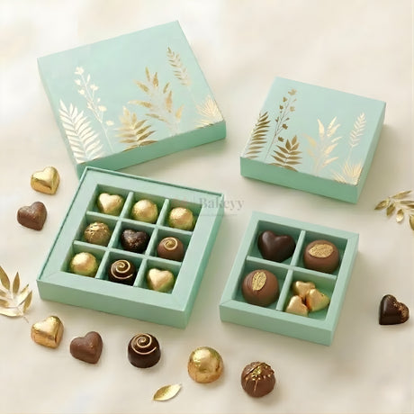 Premium Light Blue Chocolate Gift Box with Decorative Lid and Cavity Tray | Pack of 1