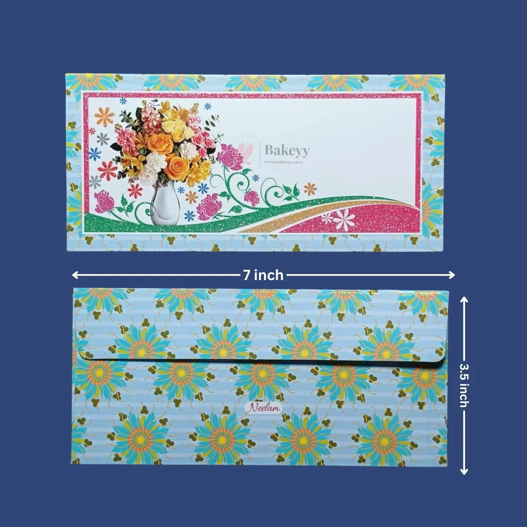 Premium Colorful Floral Print with Glitter Money Envelopes for Wedding Shagun & Cash Gifting | Pack of 10 - Bakeyy.com - India - Premium Colorful Floral Print with Glitter Money Envelopes for Wedding Shagun & Cash Gifting | Pack of 10 - Design 12 70.00