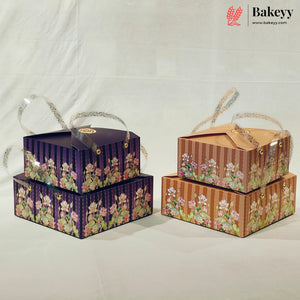 Premium Floral Printed Gift Hamper Boxes Set of 2 with Handle | Elegant Festive Gift Packaging Box | Pack of 20