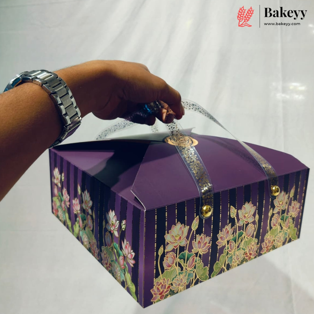 Premium Floral Printed Gift Hamper Boxes Set of 2 with Handle | Elegant Festive Gift Packaging Box | Pack of 20