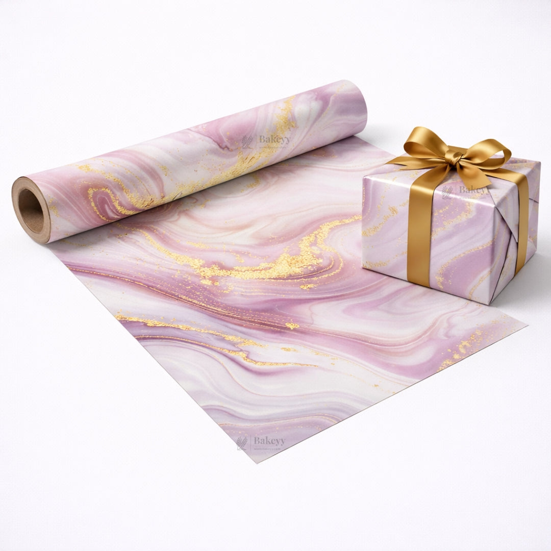 Marble Luxe Gift Wrapping Paper Sheets | Soft Pastel Swirl with Gold Accents | Set 2 | Pack of 25