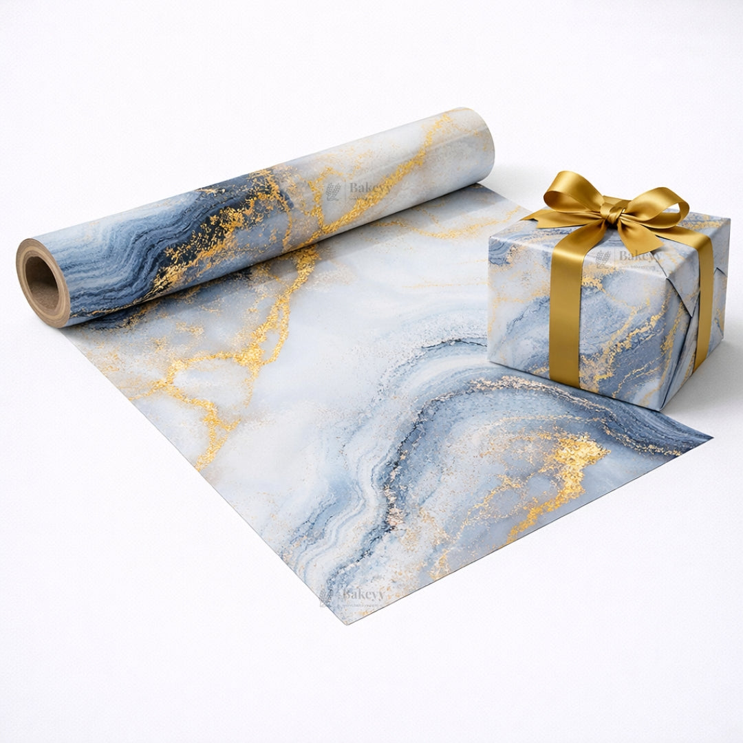 Marble Luxe Gift Wrapping Paper Sheets | Soft Pastel Swirl with Gold Accents | Set 2 | Pack of 25
