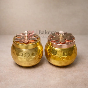 PremiumGoldenMetalContainerwithFloralLidFestiveDecorandGiftingJar2SizeOptionsPackof1_1 - Bakeyy.com