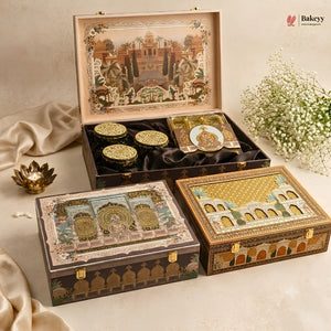 Premium MDF Gift Hamper Box with Glass Jars & Acrylic Chocolate Cavity Box | 2 Designs Available | Pack of 1