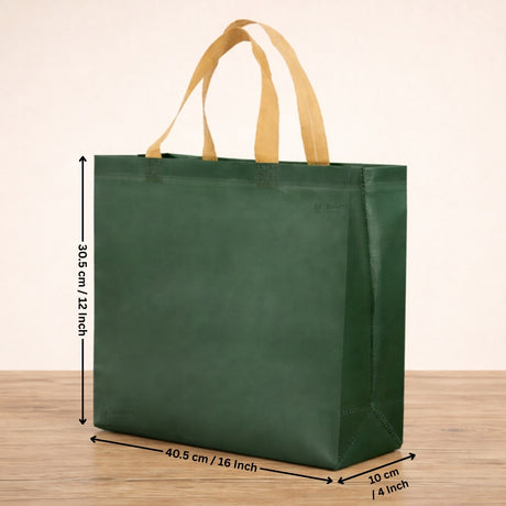 Premium Matte Green Carry Bag with Kraft Handles | Dark Green & Olive Green | 3 Size Options | Pack of 50