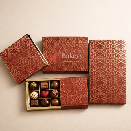 Premium Rigid Sliding Chocolate Box with Gold Tray | Gold Printed Gift Box | Pack of 10