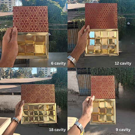 Premium Rigid Sliding Chocolate Box with Gold Tray | Gold Printed Gift Box | Pack of 10