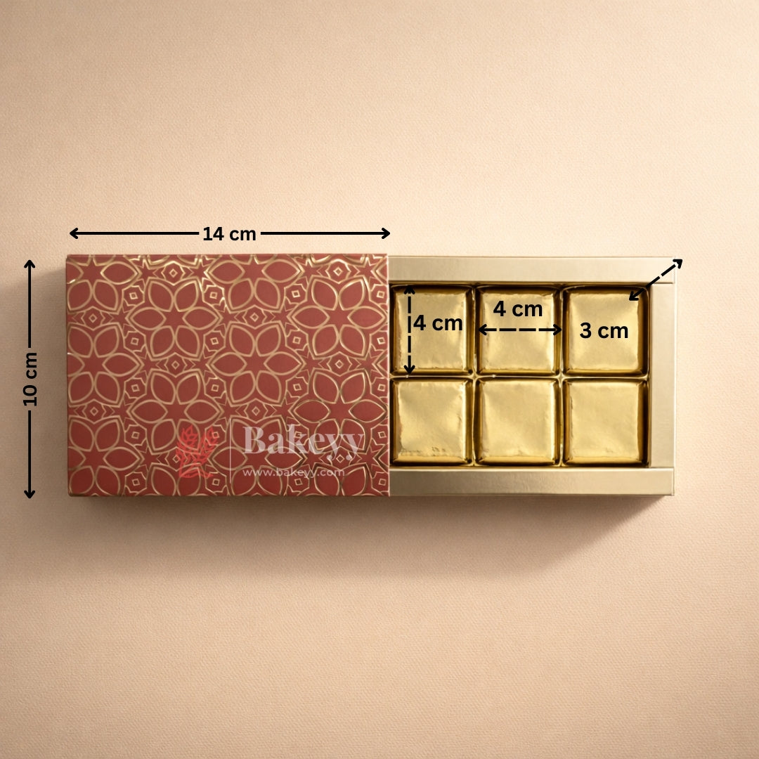 Premium Rigid Sliding Chocolate Box with Gold Tray | Gold Printed Gift Box | Pack of 10