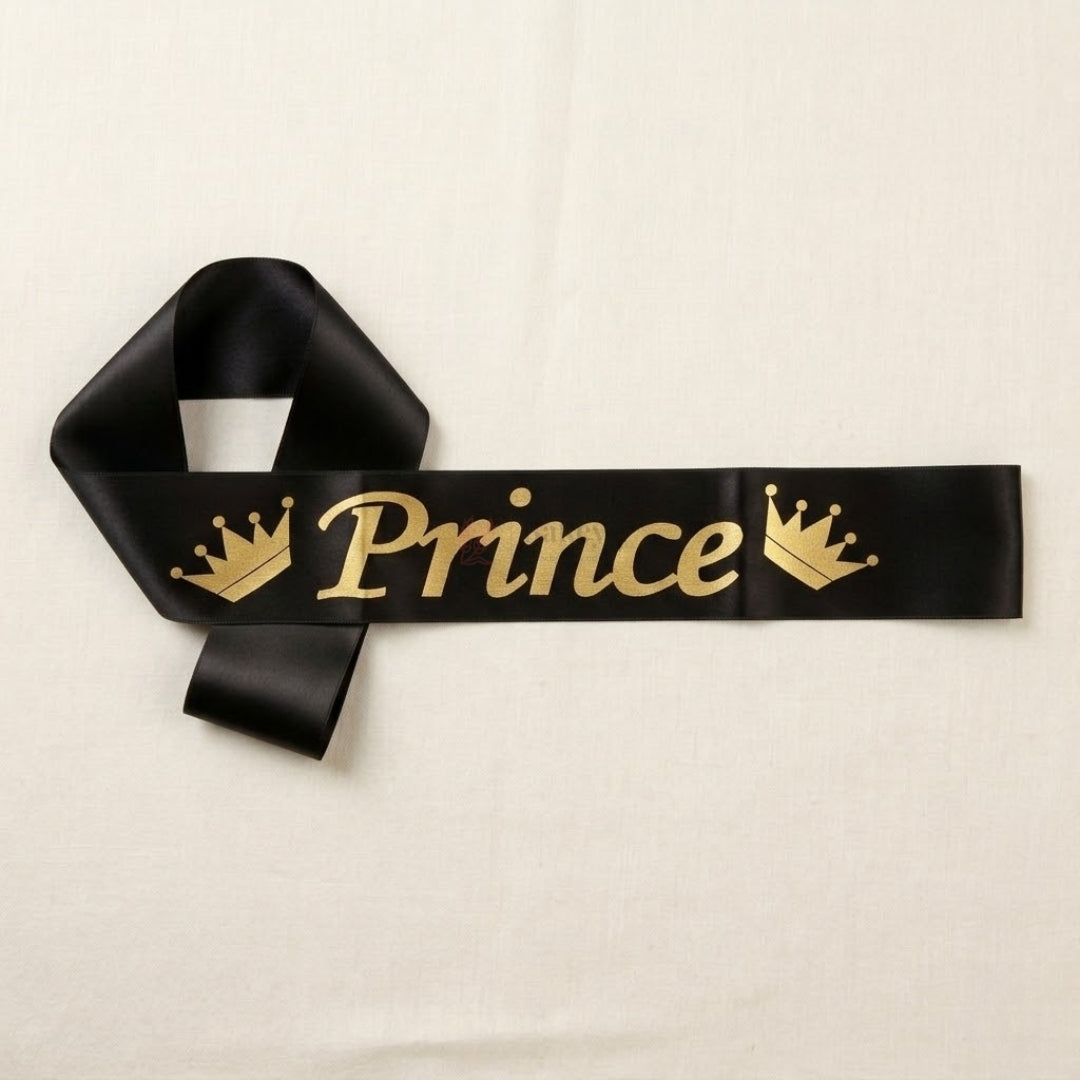Premium Satin Prince Party Sash with Crown Design for Celebrations | Pack of 1