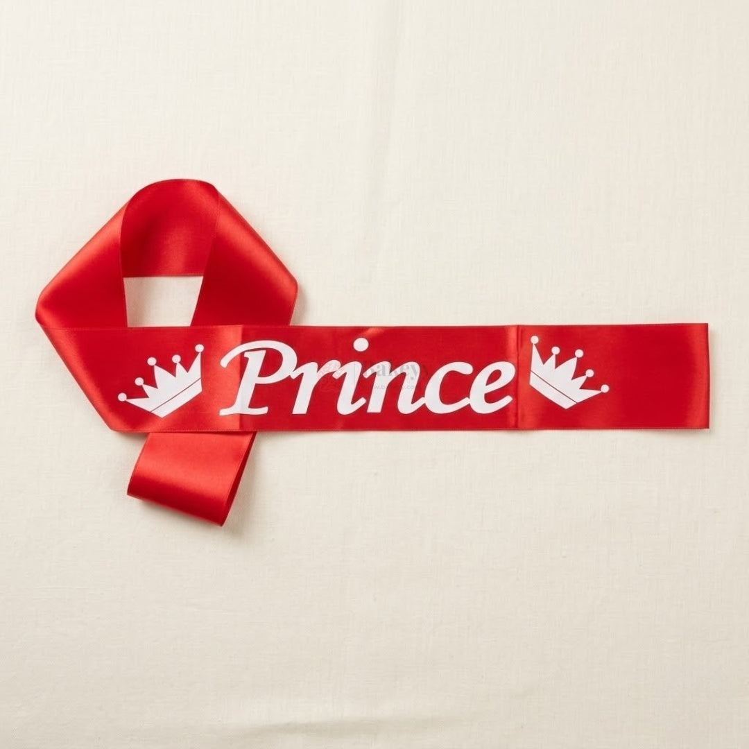 Premium Satin Prince Party Sash with Crown Design for Celebrations | Pack of 1