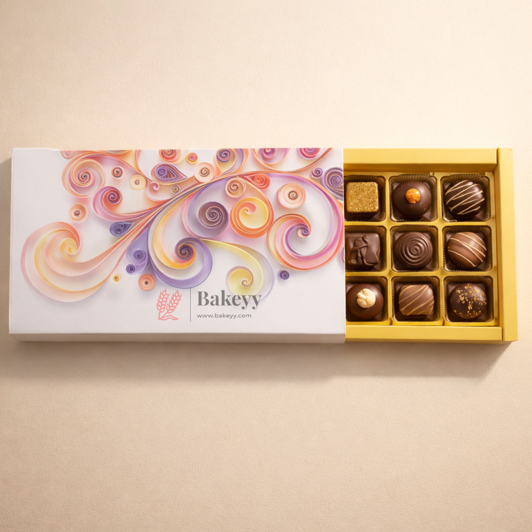 Premium Sliding Chocolate Box with Golden Tray | 12 Cavity | Pack of 10
