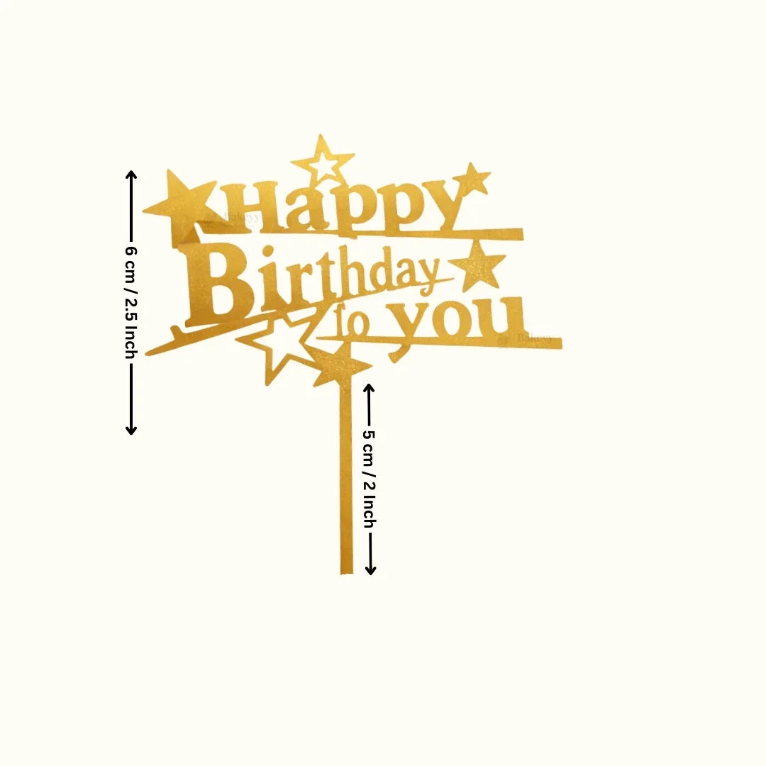 Premium Acrylic Happy Birthday Cake Toppers | Princess, Floral & Character Designs | Pack of 5
