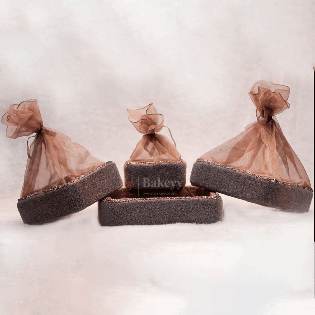 Premium Champagne Gold Embellished Hamper | Elegant Square Gifting Basket - Bakeyy.com - India - Premium Champagne Gold Embellished Hamper | Elegant Square Gifting Basket - Extra Small