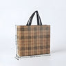 Premium Checkered Laminated Carry Bags | Beige & Tan Plaid 2 Design Design Option | 3 Size Options | Pack of 50