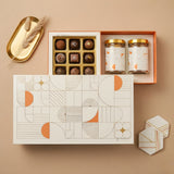 Premium White Chocolate & Dry Fruit Hamper Gift Box with Plastic Jars | Modern Geometric Design with Gold Embossed Lid | Pack of 1