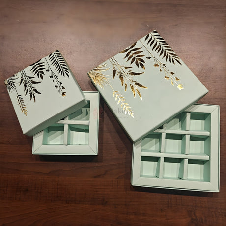 Premium Light Blue Chocolate Gift Box with Decorative Lid and Cavity Tray | Pack of 1