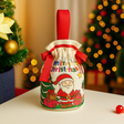 Decorative Christmas bag with Santa Claus design and 'Merry Christmas' text, set against a festive background.