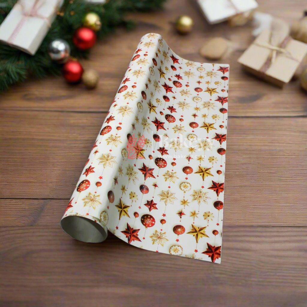 Premium Festive Christmas Wrapping Paper - Red, Blue ,White & Festive Design (Pack of 25) - Bakeyy.com - India - Premium Festive Christmas Wrapping Paper - Red, Blue ,White & Festive Design (Pack of 25) - Design 2
