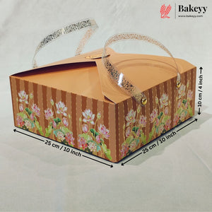 Premium Floral Printed Gift Hamper Boxes Set of 2 with Handle | Elegant Festive Gift Packaging Box | Pack of 20