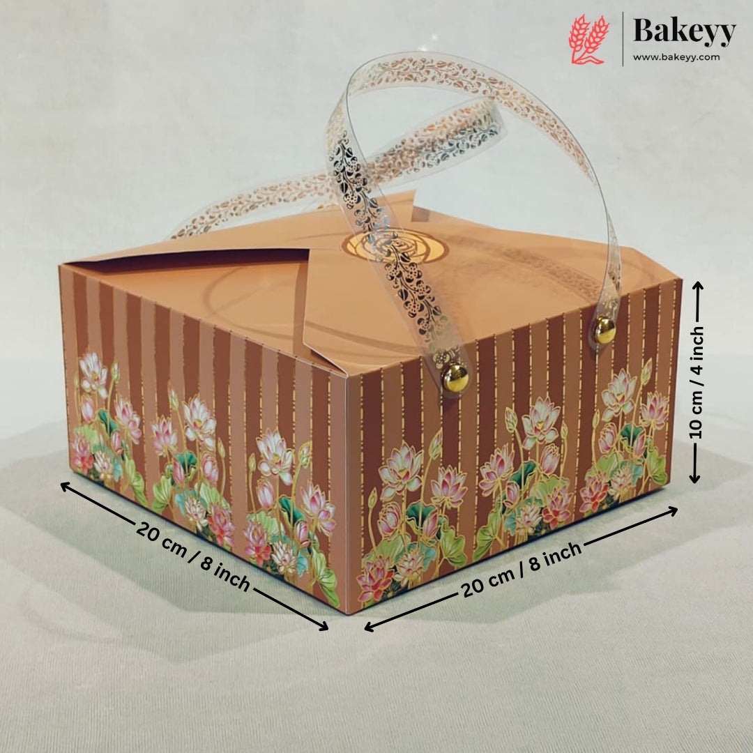 Premium Floral Printed Gift Hamper Boxes Set of 2 with Handle | Elegant Festive Gift Packaging Box | Pack of 20