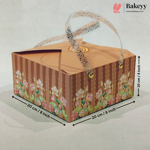 Premium Floral Printed Gift Hamper Boxes Set of 2 with Handle | Elegant Festive Gift Packaging Box | Pack of 20
