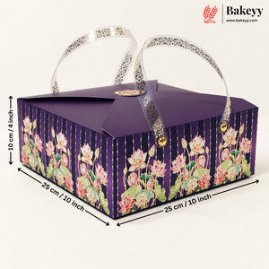 Premium Floral Printed Gift Hamper Boxes with Handle | Pack of 10