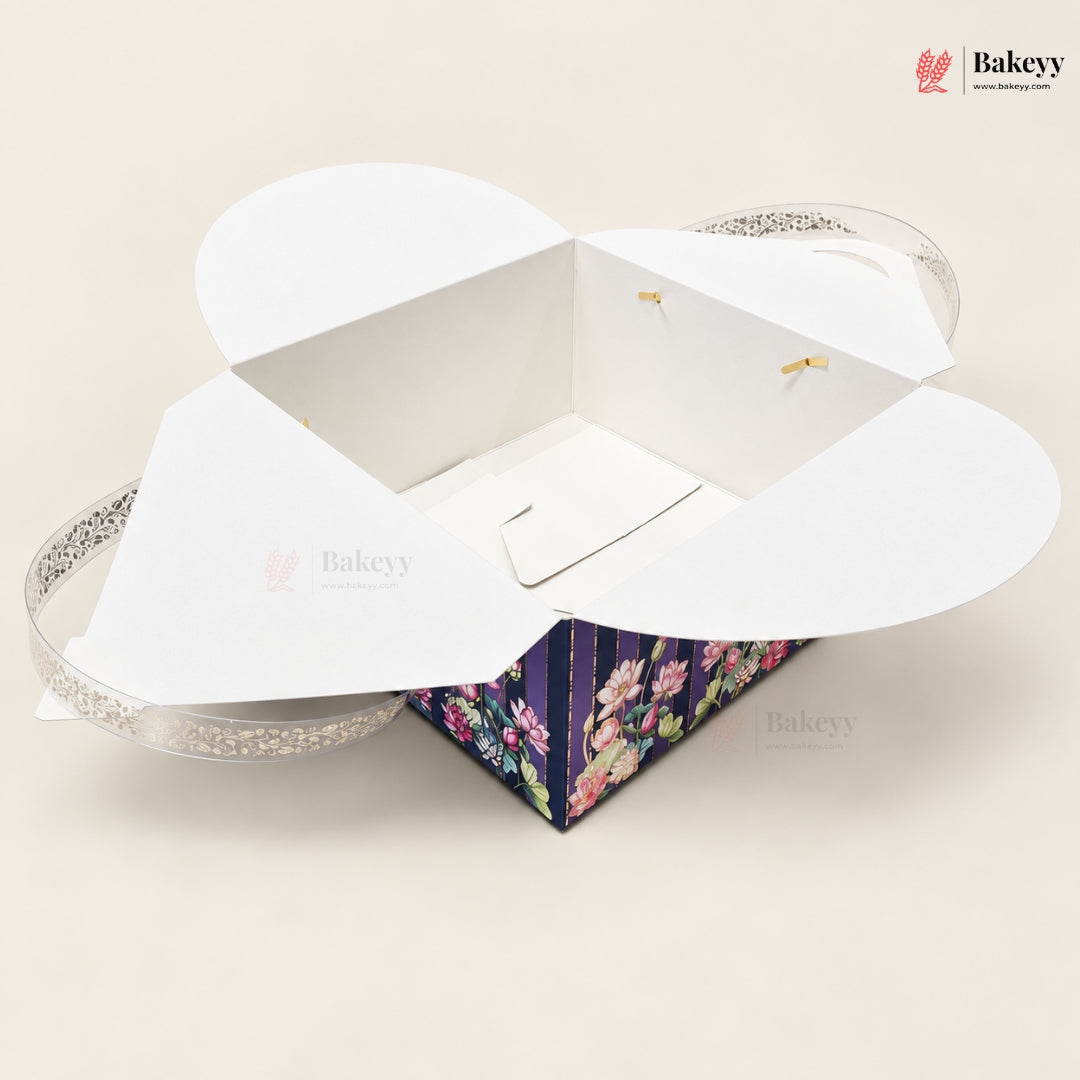 Premium Floral Printed Gift Hamper Boxes with Handle | Pack of 10
