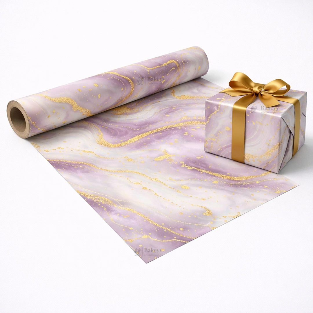 Marble Luxe Gift Wrapping Paper Sheets | Soft Pastel Swirl with Gold Accents | Set 1 | Pack of 25