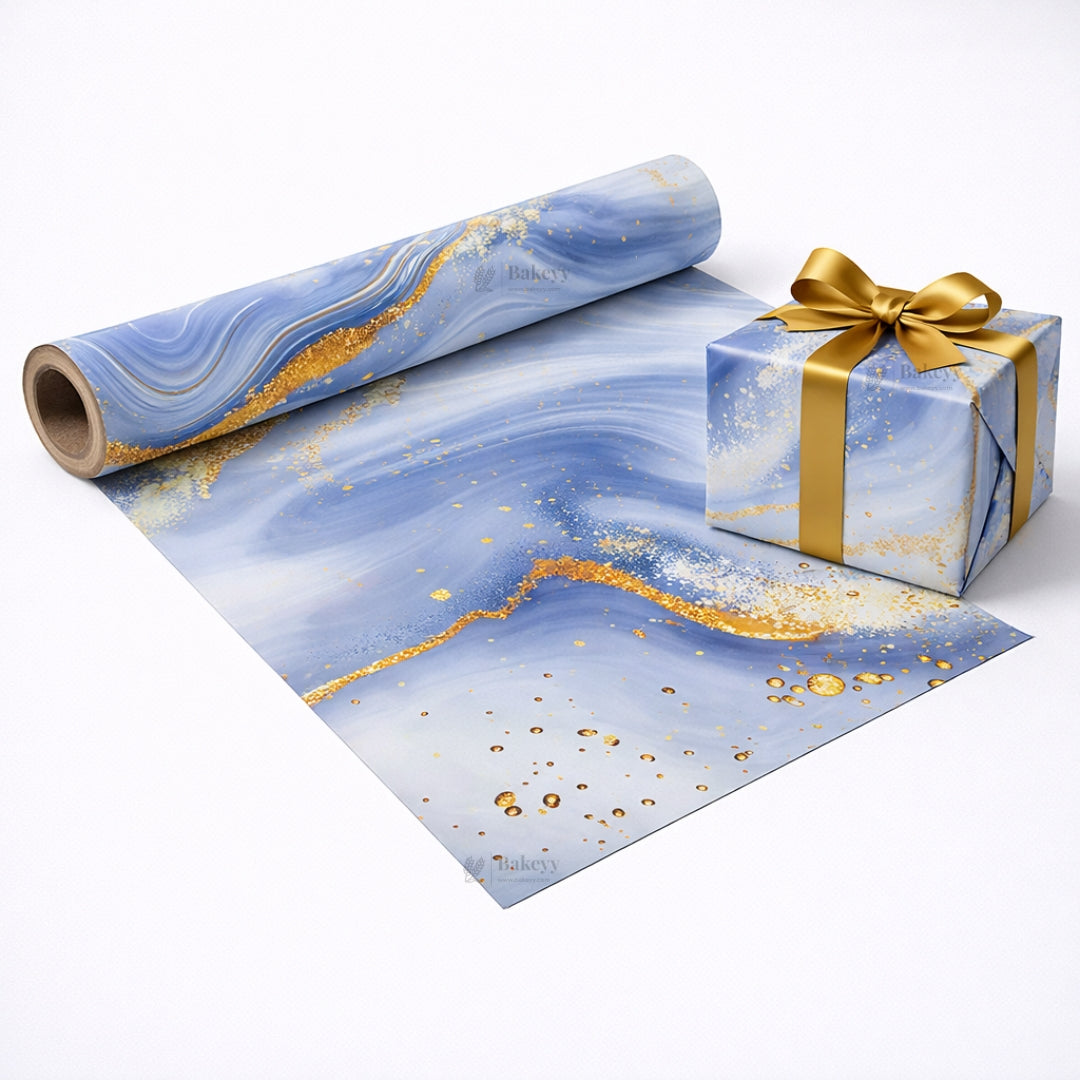 Marble Luxe Gift Wrapping Paper Sheets | Soft Pastel Swirl with Gold Accents | Set 1 | Pack of 25