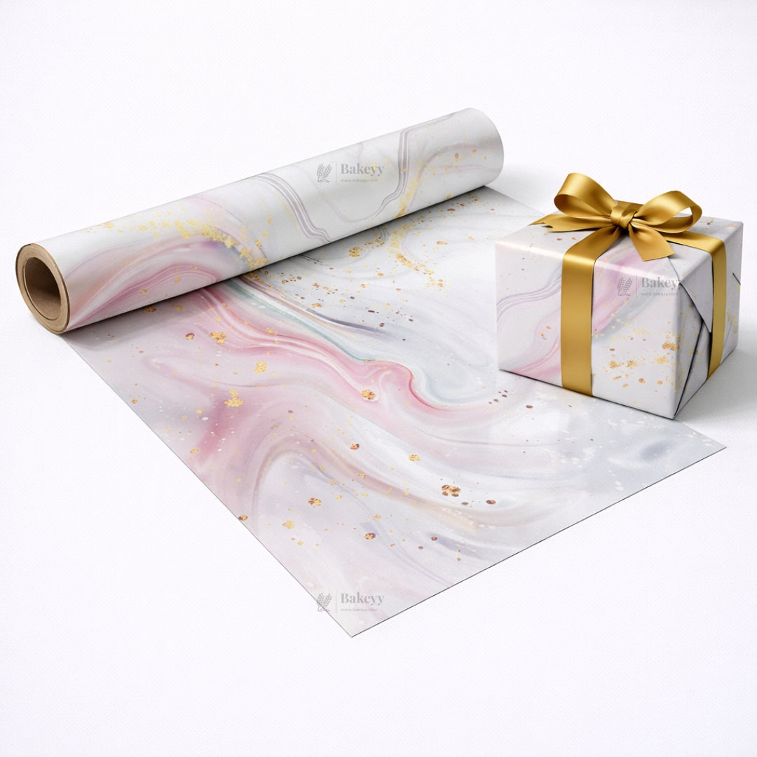 Marble Luxe Gift Wrapping Paper Sheets | Soft Pastel Swirl with Gold Accents | Set 2 | Pack of 25