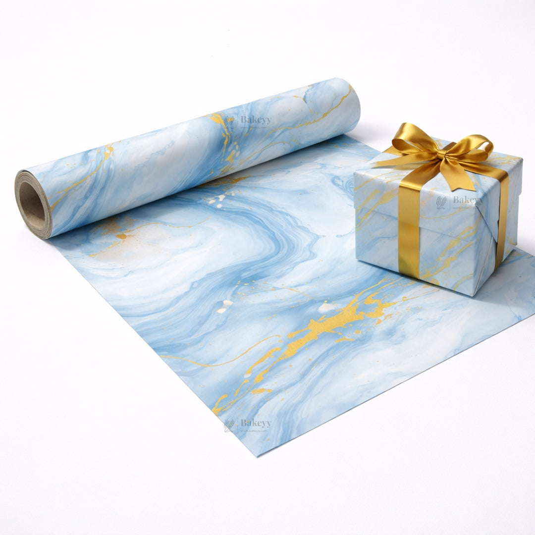 Marble Luxe Gift Wrapping Paper Sheets | Soft Pastel Swirl with Gold Accents | Set 2 | Pack of 25