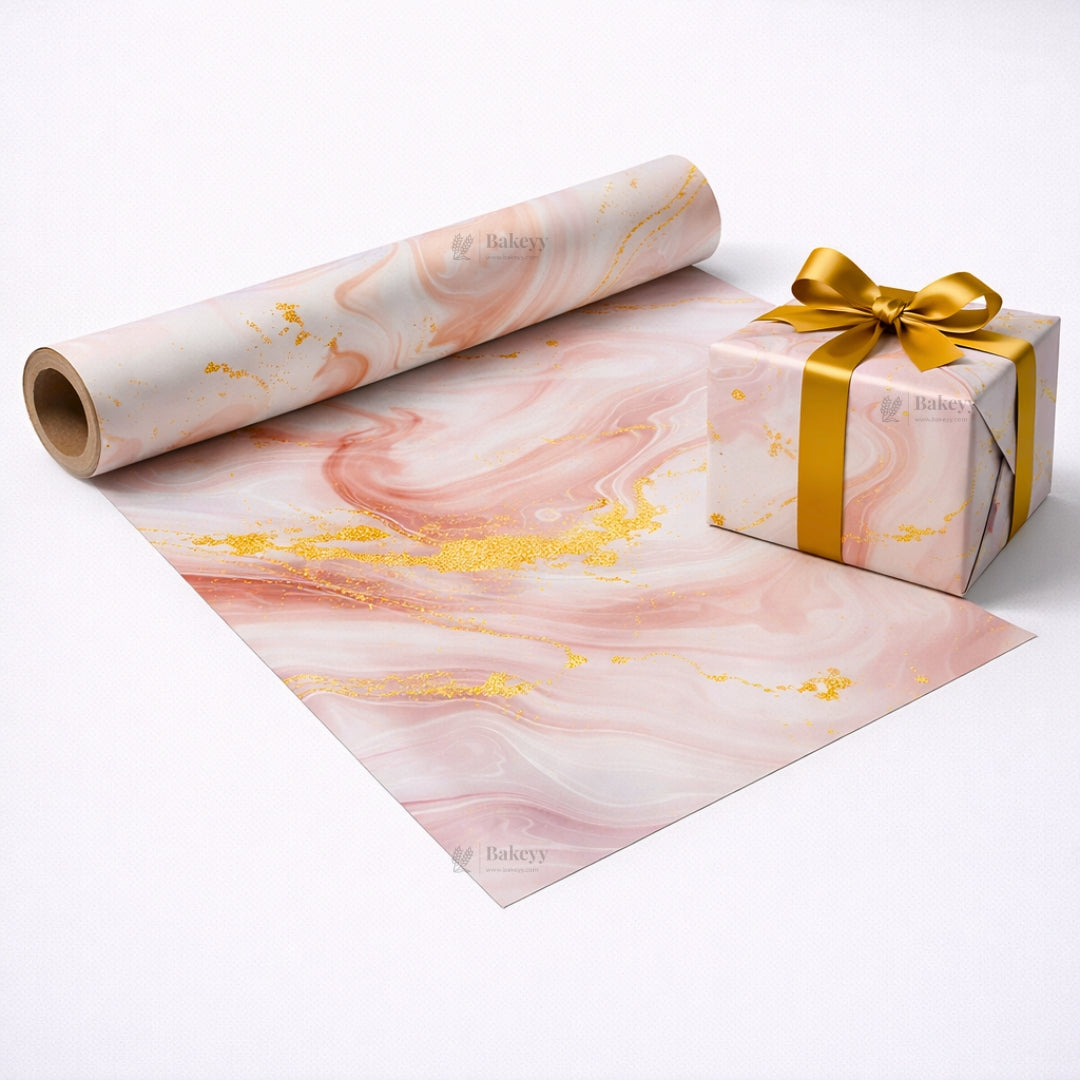 Marble Luxe Gift Wrapping Paper Sheets | Soft Pastel Swirl with Gold Accents | Set 2 | Pack of 25
