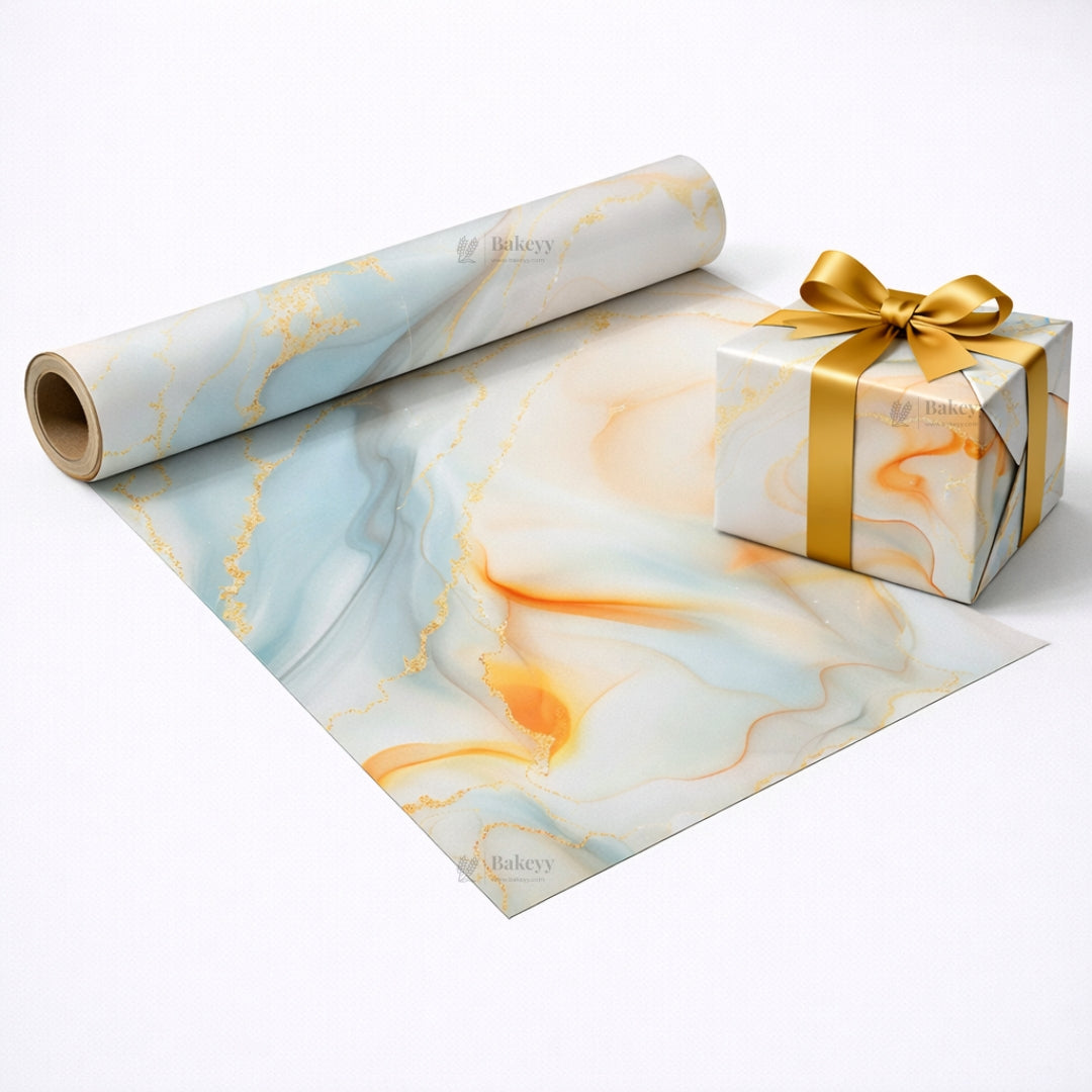 Marble Luxe Gift Wrapping Paper Sheets | Soft Pastel Swirl with Gold Accents | Set 2 | Pack of 25