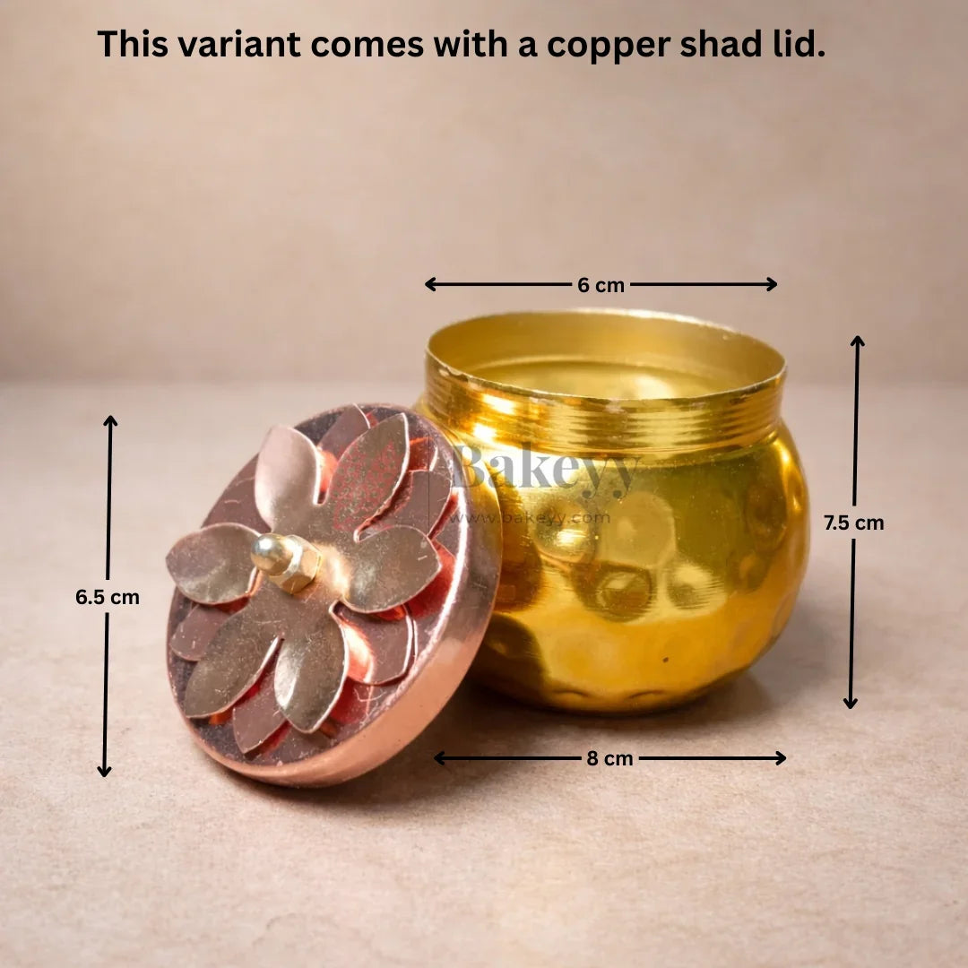 Premium metallic finish with a luxe gifting look
Decorative floral lid for an elegant presentation
Strong and reusable metal container
Ideal for festive hampers, return gifts, pooja items, dry fruits, mukhwas, chocolates, and small goodies
Great for home decor styling and gift packaging