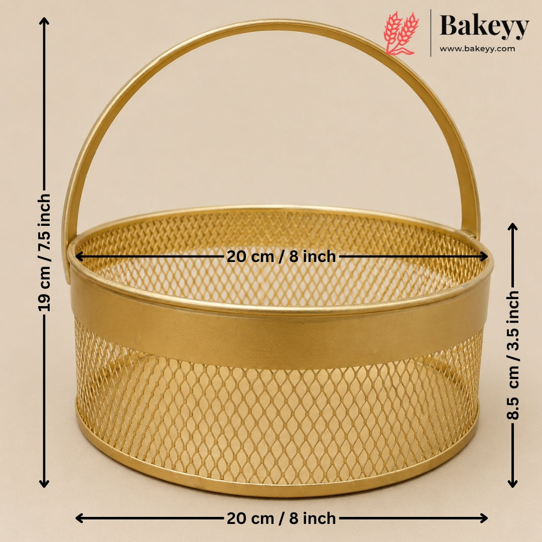 Premium Golden Metal Mesh Serving Tray with Handle | Decorative & Multipurpose Tray | Pack of 1